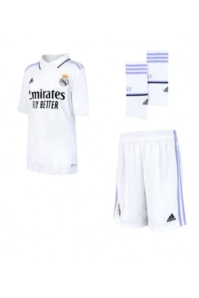 Fotbalové Dres Real Madrid Karim Benzema #9 Dětské Domácí Oblečení 2022-23 Krátký Rukáv (+ trenýrky)